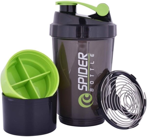 Glenora Spider gym shaker bottle for protein shake with 2 Storage Compartment 500 ml 500 ml Shaker