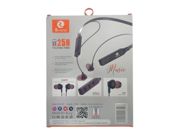 Rivano RN BT-54 Neckband -25-Hrs Music Time - Image 2