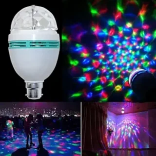 360 Degree Crystal Magic Disco Led Light Rotating Bulb Light, 3 Watts